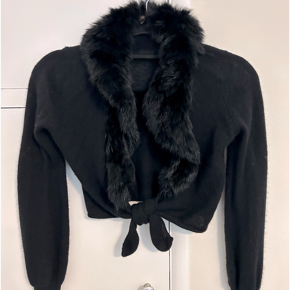 Shrug with real fur collar
